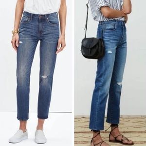 Madewell Straight Crop Distressed Jeans Size 32